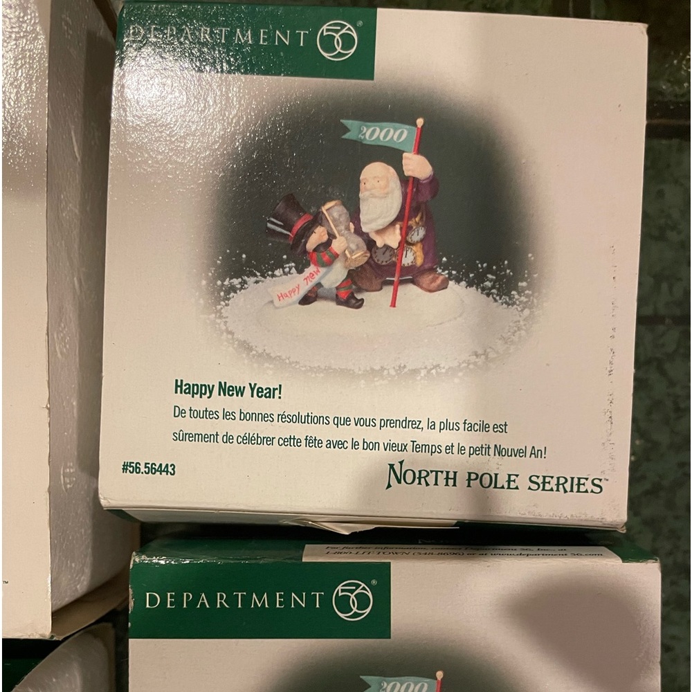 Lot of 2: Dept 56 Happy New Year! North Pole Village Father Time Baby New Year